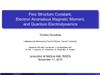 Fine Structure Constant, Electron Anomalous Magnetic Moment, and Quantum Electrodynamics