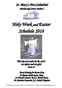 Holy Week and Easter Schedule 2018