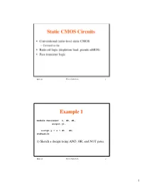 Static CMOS Circuits