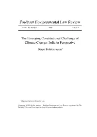 The Emerging Constitutional Challenge of Climate Change: India in Perspective