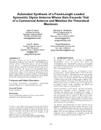 Automated Synthesis of a Fixed-Length Loaded Symmetric Dipole Antenna Whose Gain Exceeds That of a Commercial Antenna and Matches the Theoretical Maximum