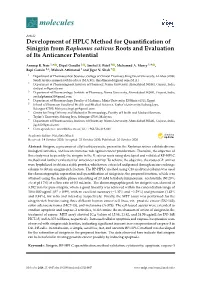 Development of HPLC Method for Quantification of Sinigrin