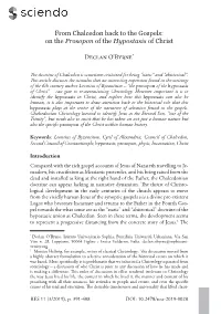 From Chalcedon Back to the Gospels: on the Prosopon of the Hypostasis of Christ