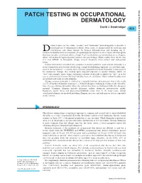 PATCH TESTING in OCCUPATIONAL DERMATOLOGY David J Gawkrodger *823