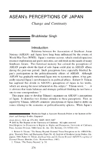 ASEAN's Perceptions of Japan: Change and Continuity