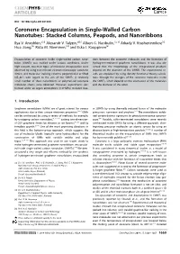 Coronene Encapsulation in Singlewalled Carbon Nanotubes