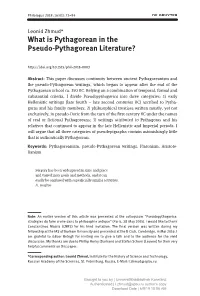 Download Date | 6/9/19 10:06 AM Pseudo-Pythagorean Literature 73