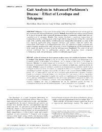 Gait Analysis in Advanced Parkinson's Disease – Effect of Levodopa And
