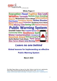 Leave No One Behind Global Lessons for Implementing an Effective Public Warning System
