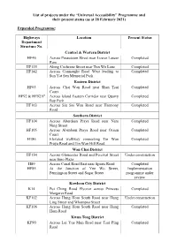 List of Projects Under the “Universal Accessibility” Programme and Their Present Status (As at 28 February 2021)