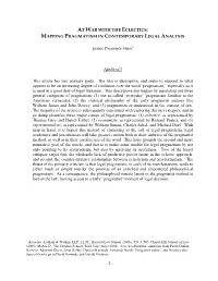 Mapping Pragmatism in Contemporary Legal Analysis