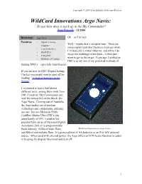 Wildcard Innovations Argo Navis: So Just How Does It Stack up to the Sky Commander? Tom Trusock – 11/2004