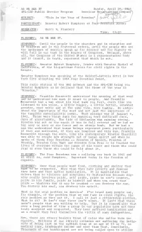 AFL-CIO Public Service Program SUBJECT: "This Is the Year of Freedom" PARTICIPANT: Senator Hubert Humphrey at Fou MODERATOR: Harry W