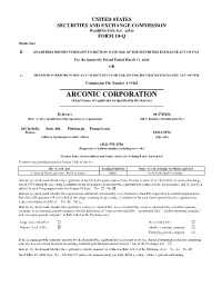 ARCONIC CORPORATION (Exact Name of Registrant As Specified in Its Charter)