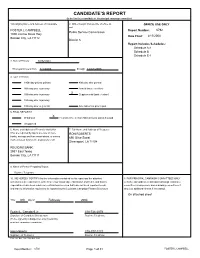 Candidate's Report