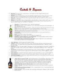 Cordials & Liqueurs