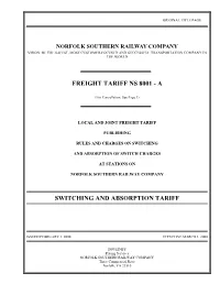 Freight Tariff Ns 8001 - A