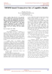 OFDM Based Transceiver for a Cognitive Radio