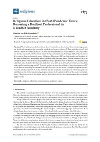 Religious Education in (Post-)Pandemic Times; Becoming a Resilient Professional in a Teacher Academy