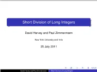 Short Division of Long Integers