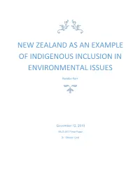 New Zealand As an Example of Indigenous Inclusion in Environmental Issues