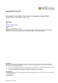 Aberystwyth University Demographic Vulnerability of the Clonal And