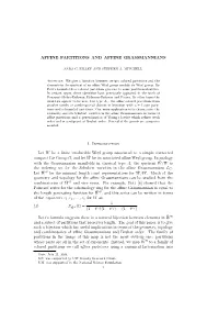 Affine Partitions and Affine Grassmannians