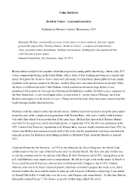 Colin Matthews Death in Venice : a Personal Narrative Published In