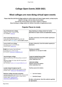 College Open Day List