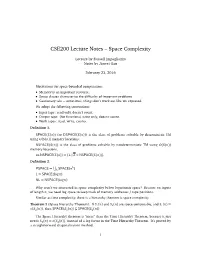 CSE200 Lecture Notes – Space Complexity