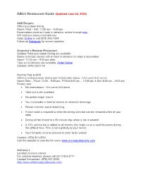 GBCC Restaurant Guide (Updated June 24, 2020)