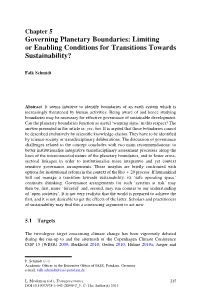 Governing Planetary Boundaries: Limiting Or Enabling Conditions for Transitions Towards Sustainability?