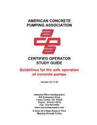 Guidelines for the Safe Operation of Concrete Pumps