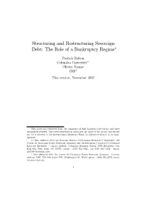Structuring and Restructuring Sovereign Debt: the Role of a Bankruptcy Regime∗