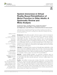 System Immersion in Virtual Reality-Based Rehabilitation of Motor Function in Older Adults: a Systematic Review and Meta-Analysis