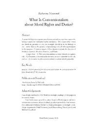 What Is Conventionalism About Moral Rights and Duties?