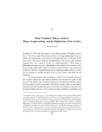 Whose Archive? Blogs, Googlewashing, and the Digitization of the Archive