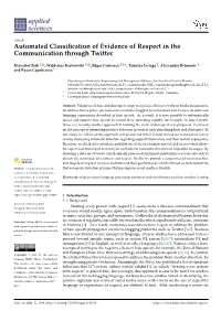 Automated Classification of Evidence of Respect in the Communication