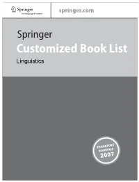 Customized Book List Linguistics