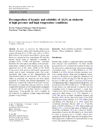 Decomposition of Kyanite and Solubility of Al2o3 in Stishovite at High Pressure and High Temperature Conditions