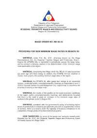 Minimum Wage Order No. RB XII-16