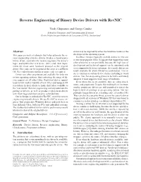 Reverse Engineering of Binary Device Drivers with Revnic