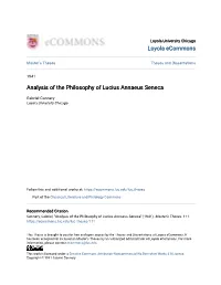 Analysis of the Philosophy of Lucius Annaeus Seneca