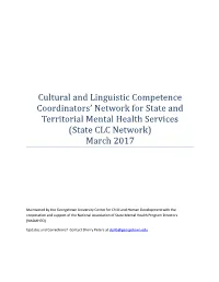 Cultural and Linguistic Competence Coordinators' Network for State And