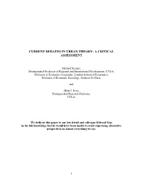Current Debates in Urban Theory: a Critical Assessment