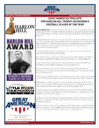 Eight Named As Finalists for Harlon Hill Trophy As Division Ii Football Player of the Year