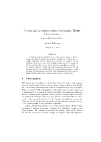 Populating Categories Using Constrained Matrix Factorization