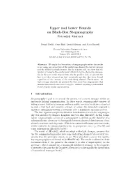 Upper and Lower Bounds on Black-Box Steganography Extended Abstract