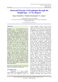 Abnormal Passage of Oesophagus Through the Diaphragm - a Case Report