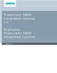 Deploying Teamcenter MBSE Integration Gateway